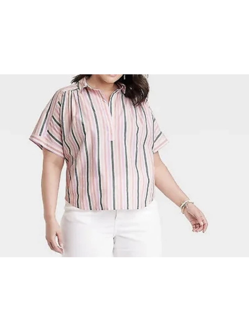 Universal Thread 100% Cotton Striped Short-Sleeve Polo Blouse